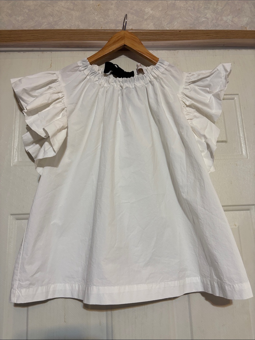 White Ruffle Sleeve Blouse - Women's